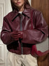 Burgunderrote Damen Motorradjacke | Retro Biker Style mit Reißverschluss